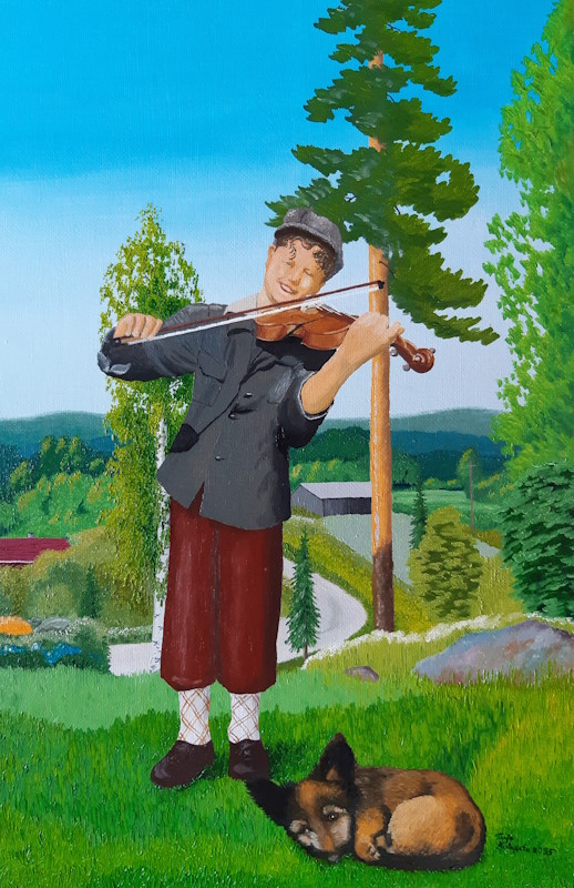 Iloinen viulunsoittaja